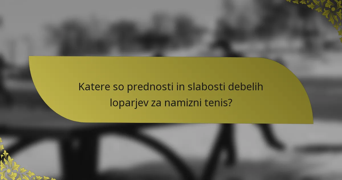 Katere so prednosti in slabosti debelih loparjev za namizni tenis?
