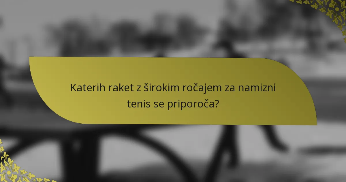 Katerih raket z širokim ročajem za namizni tenis se priporoča?